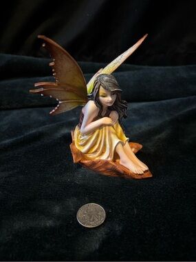 Yellow Winged Fairy Figurine Home Art Sculpture Amy Brown Inspired